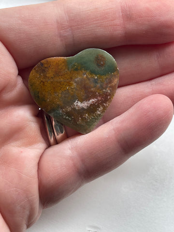 Multicolor Fossil Agate Heart Cabochon 33 x 24 x 5