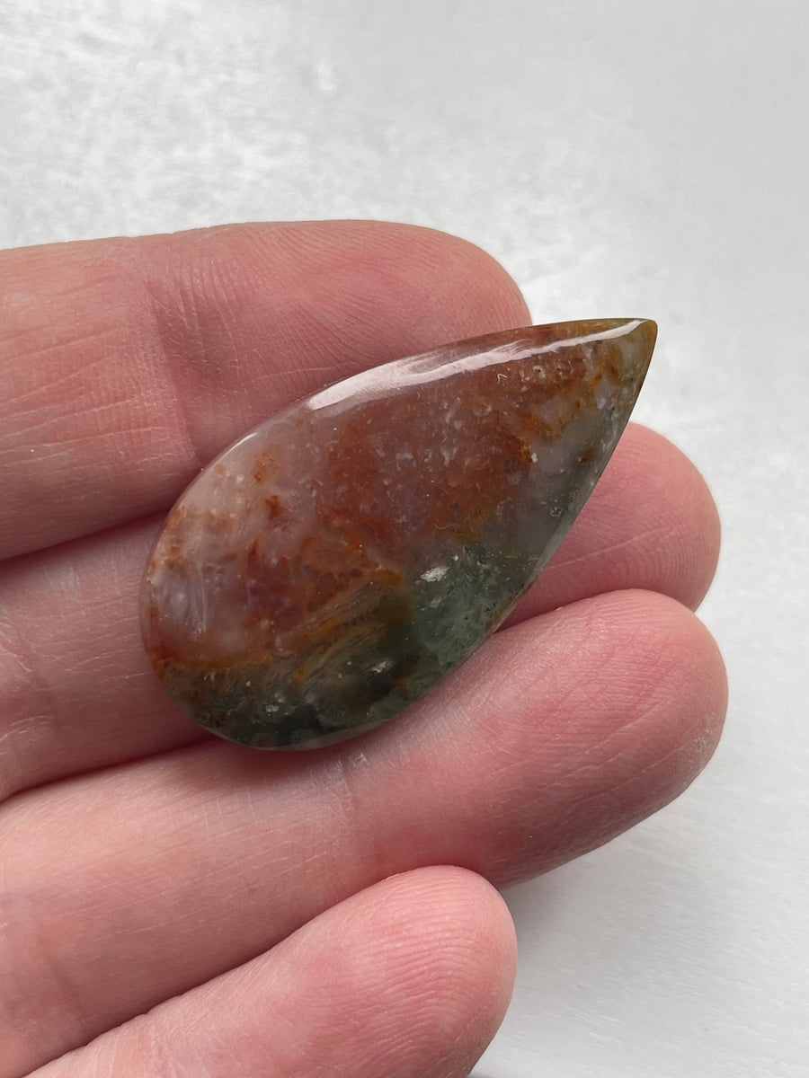 Multicolor Fossil Agate Teardrop Cabochon 19 x 34 x 6