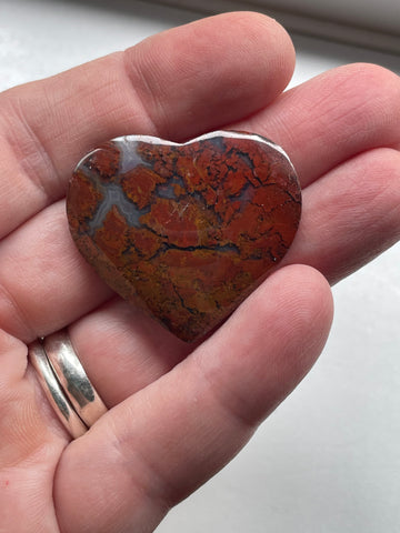 Scenic Red Moss Heart Cabochon 35 x 31 x 5