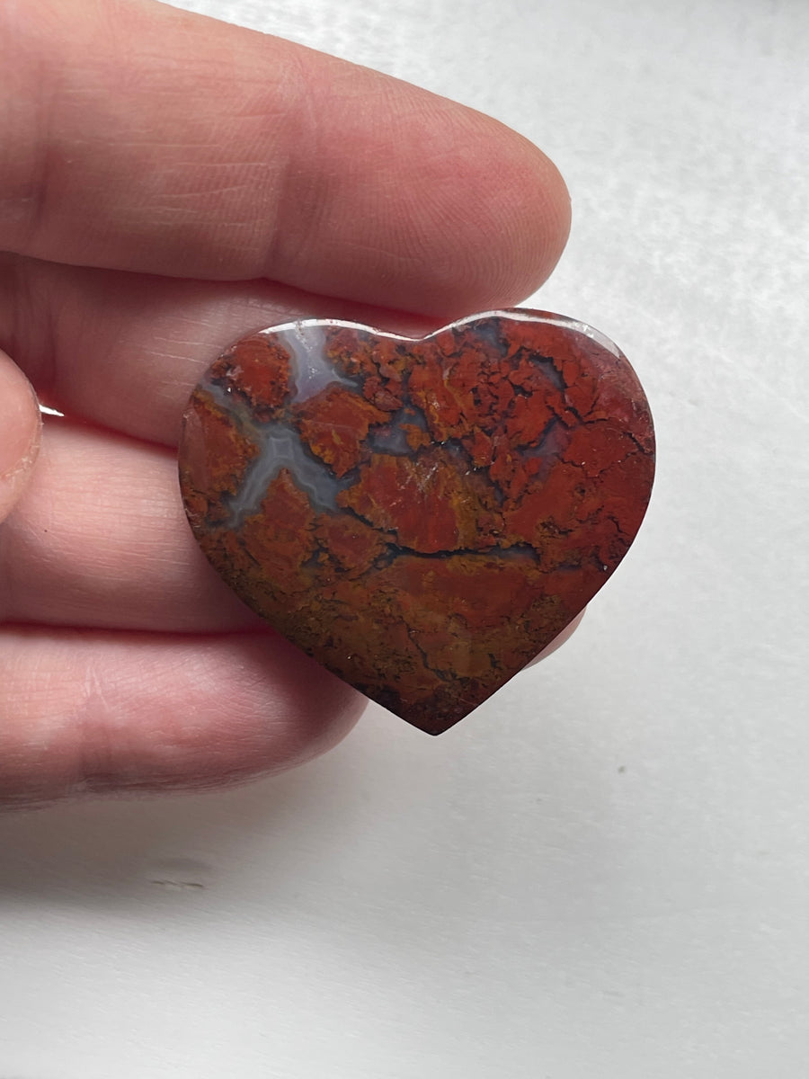 Scenic Red Moss Heart Cabochon 35 x 31 x 5